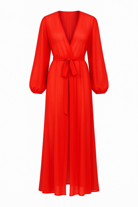 Пляжний халат із шифону з довгим рукавом 42 червоний Київ - фото 3