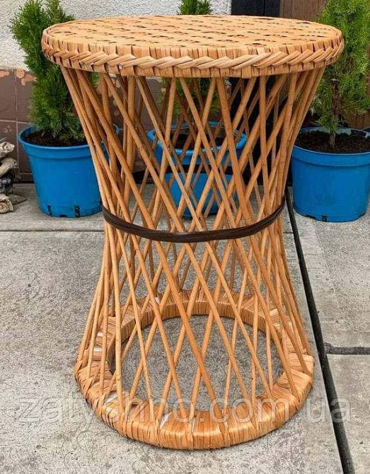 Високий плетений стіл круглий Київ - фото 3