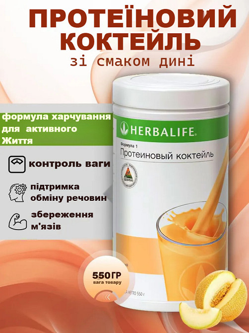 Збалансований коктейль зі смаком Диня Формула-1 Гербалайф Коктейль для контролю ваги, коктейль для енергії та схуднення Дніпро - фото 1