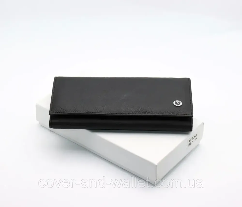 Стильний жіночий шкіряний гаманець на кнопці чорного кольору Boston 233 Київ - фото 7