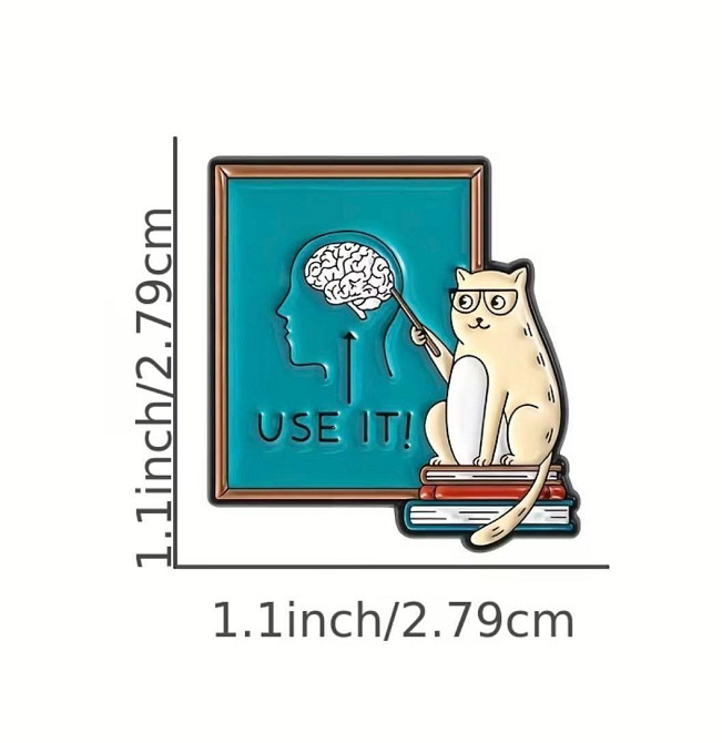 Брошь значок кот ученый USE IT эмалевый пин значок котик на рюкзак одежду Киев - изображение 2