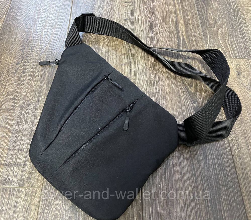 Чоловіча нейлонова сумка слінг через плече чорного кольору Puos Київ - фото 5