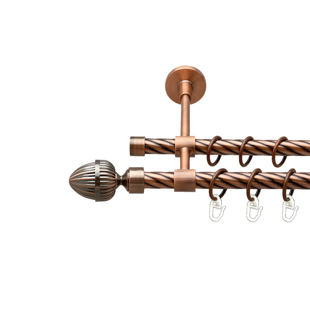 Карниз Orvit Одеон металевий дворядний закритий скручена труба кільце металеве Мідь 16\16 мм 200 см (00-00025336) Львів - фото 1