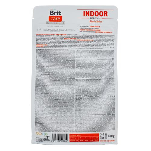 Корм сухой Brit Care Cat Grain Free Indoor Anti-stress для взрослых домашних кошек гипоаллергенный с курицей 400 г Киев - изображение 3