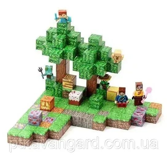 Магнитный конструктор Майнкрафт 128 блоков база в лесу с фигурками Dream World Minecraft LZCK 030 Хмельницкий - изображение 1