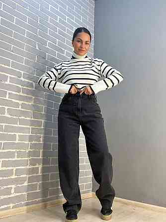 Джинси жіночі Jeandia 71-4133 skater утеплені на байці широкі банани чорні, чорний, 34, 34, 76 см, 102 см Київ