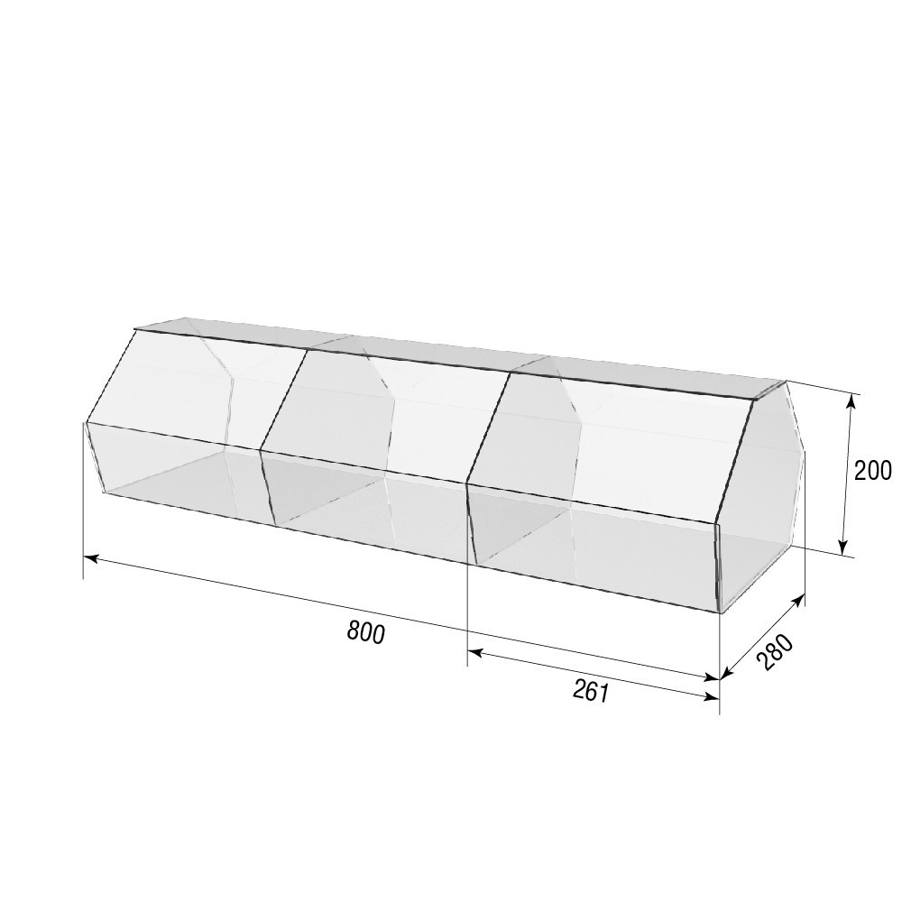 Диспенсер EKOSTAR 800х280х200мм для мармеладів, снеків, горіхів 3 комірки Київ - фото 3