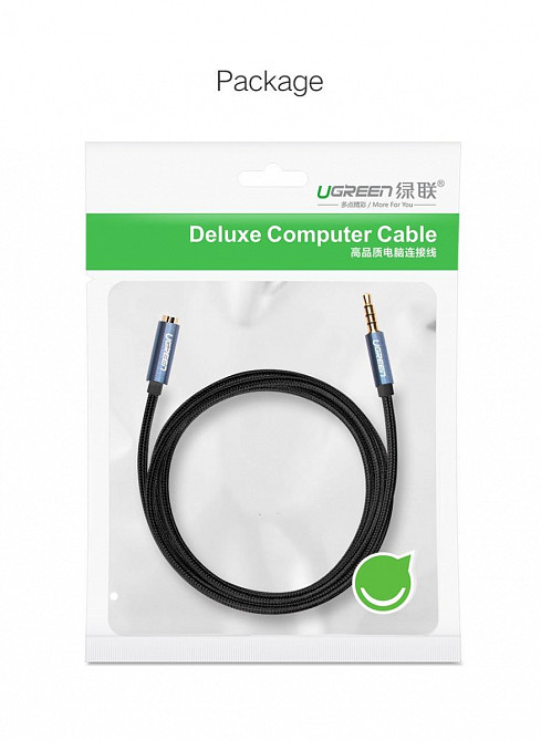 AUX 3.5 mm подовжувач Ugreen AV118 аудіо кабель (Чорний з синім, 4-pin, 0.5м) Николаев - изображение 10