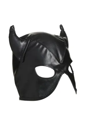 Маска з рогами Master Series: Dungeon Demon Bondage Mask with Horns, чорна Львів