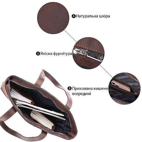 Вінтажна жіноча сумка-шоппер Shvigel 16349 Коричневий Київ