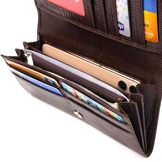 Стильний гаманець для жінок з натуральної фактурної шкіри CANPELLINI 21607 Коричневий Київ