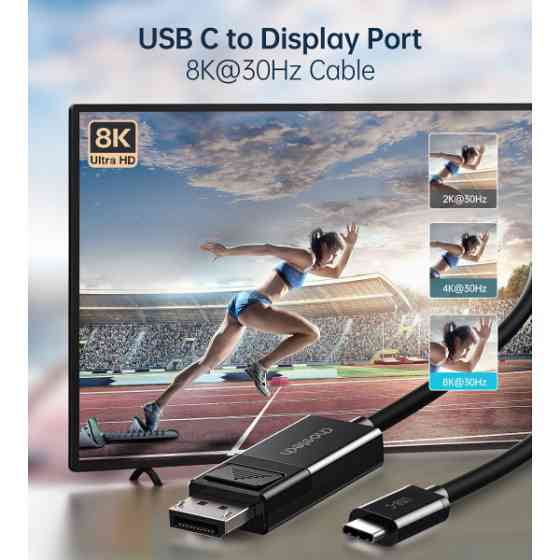 Кабель USB 3.1 Type-C M - DisplayPort M V1.4, Thunderbolt 3, 1.8m 4K@60Hz PVC, чорний Choetech (XCP-1803) Киев