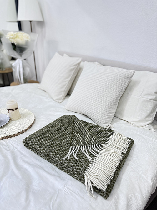 Vladi Плед Vladi 140x200 см из 100% вовни вівці з Нової Зеландії зелений Коломия - фото 4