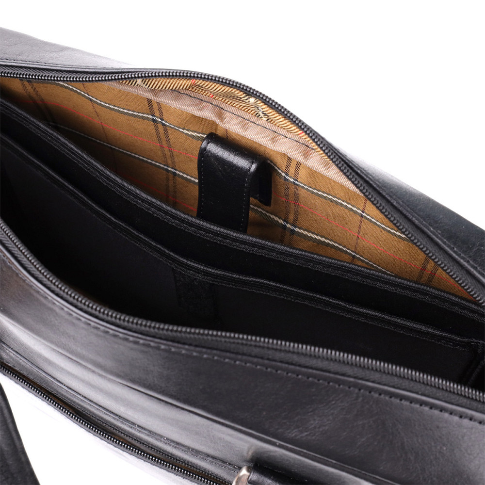 Вместительный мужской портфель с отделением для ноутбука из гладкой натуральной кожи Tony Perotti 20859_1 (9637-38 nero) Черный Киев - изображение 9