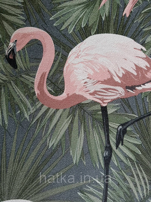 Шпалери флізелінові еко Decoprint Essentials EE22533 рожевий фламінго листя папороті на зеленому Київ - фото 3