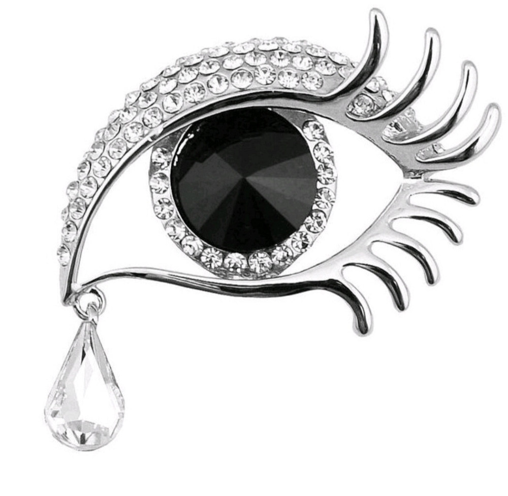 Брошка "Око" Сріблястий з чорним камінчиком (0635) Сміла - фото 1