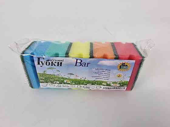 Губка кухонна для посуду 5 шт Bar (Супер Торба) (1 пачка) Харків