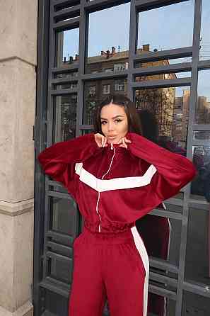 Женский стильный повседневный костюм двойка велюр спорт Бордо, 44/46 Одесса