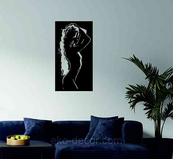 Декоративное настенное Панно «Силуэт женщины», Декор на стену 110*58 см, Черный Киев