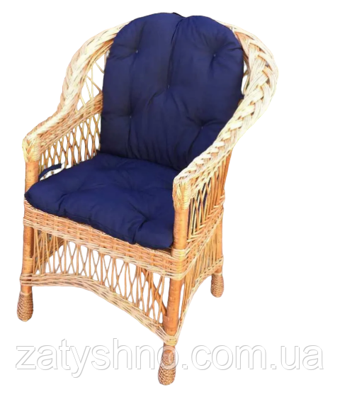 Кресло плетеное с синей накидкой Киев - изображение 1