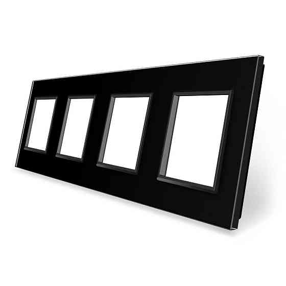 Рамка 4-постова LIVOLO, загартоване скло, чорна, 294×80 мм (VL-P7E/E/E/E-8B) Коломия