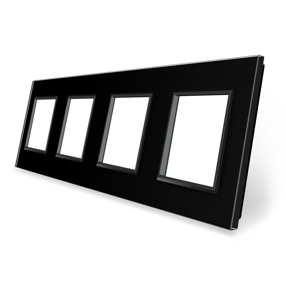 Рамка 4-постова LIVOLO, загартоване скло, чорна, 294×80 мм (VL-P7E/E/E/E-8B) Коломия - фото 3