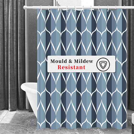 Шторка для ванны водонепроницаемая Bathlux 180x180 см с крючками, занавеска для ванной с рисунком Каменец-Подольский