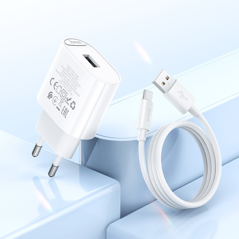 Сетевое зарядное устройство с кабелем HOCO C109A(10.5W) Fighter single port charger set(Type-C) White Одесса - изображение 9