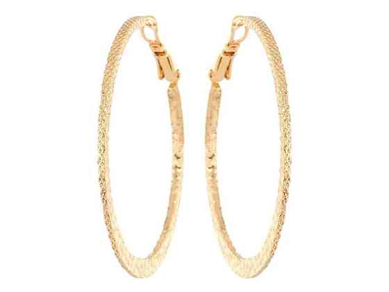 Сережки Позолота 18K кільця (конго) Тиснений візерунок ø 4.4см (195806) ТМ XUPING Київ