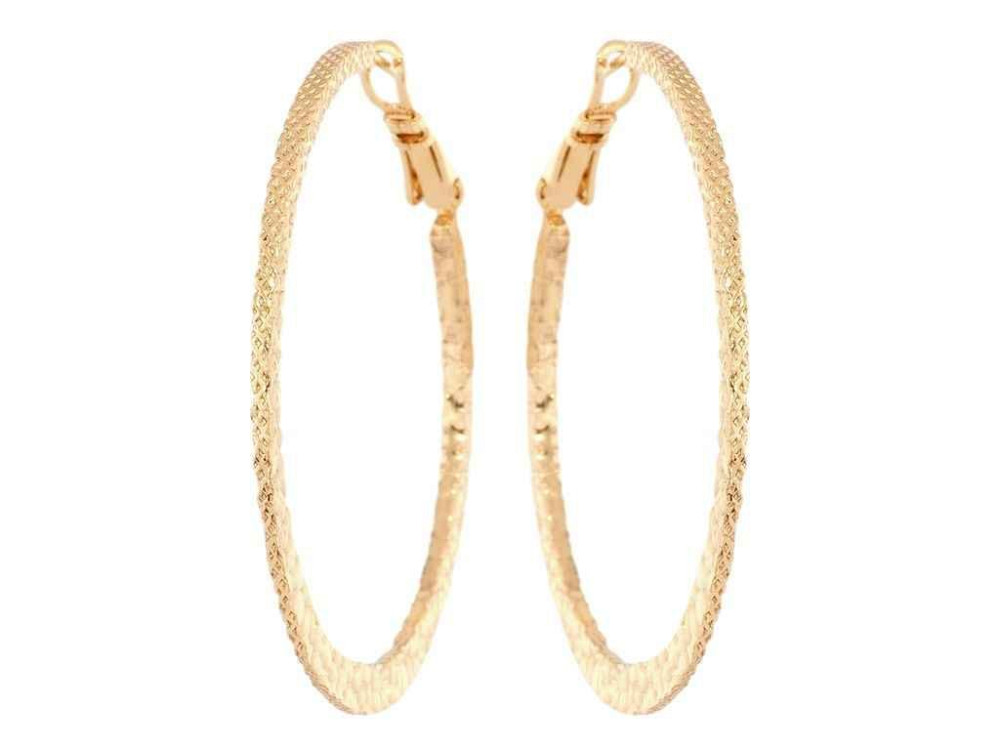 Сережки Позолота 18K кільця (конго) Тиснений візерунок ø 4.4см (195806) ТМ XUPING Київ - фото 1