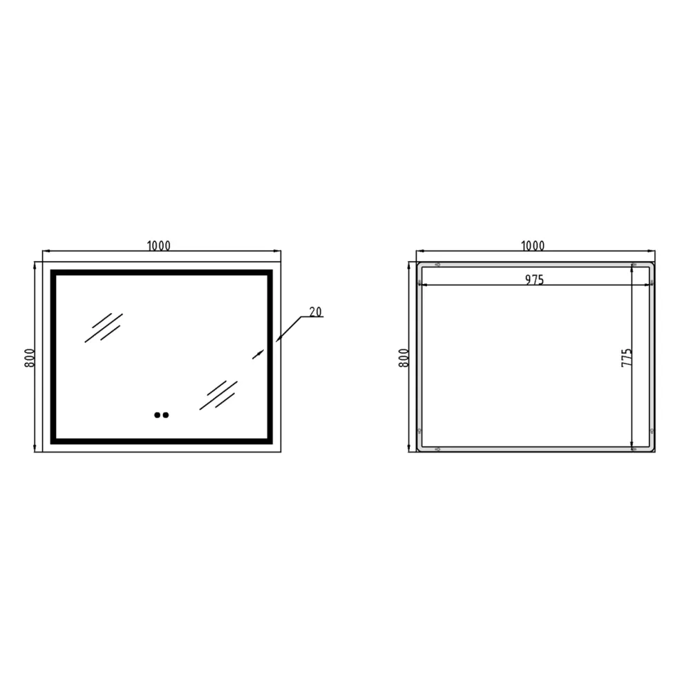 Дзеркало Qtap Mideya (DC-F614) 1000х800 з LED-підсвіткою Touch, з антизапотіванням, димером QT2078F614W Київ - фото 13