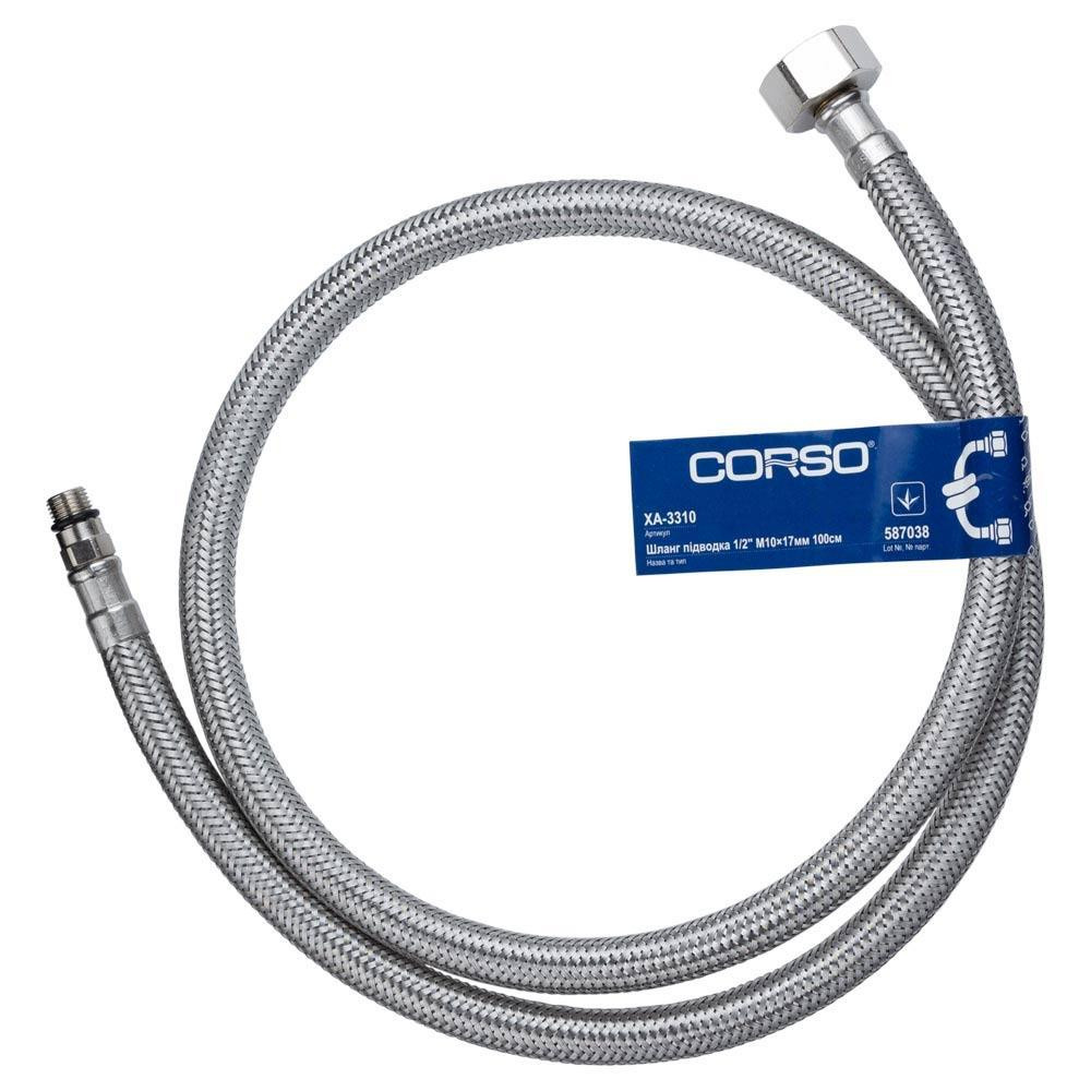 Шланг підводка для води 1/2" М10×17мм 100 см CORSO XA-3310 (9690650) Київ - фото 1