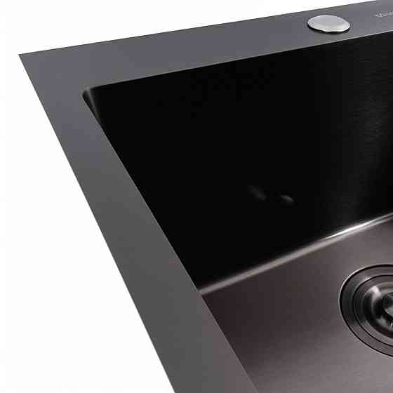 Кухонна мийка 50*45 PVD чорна VALESO Handmade (сифон круглий, 3,0/0,8) Коломыя