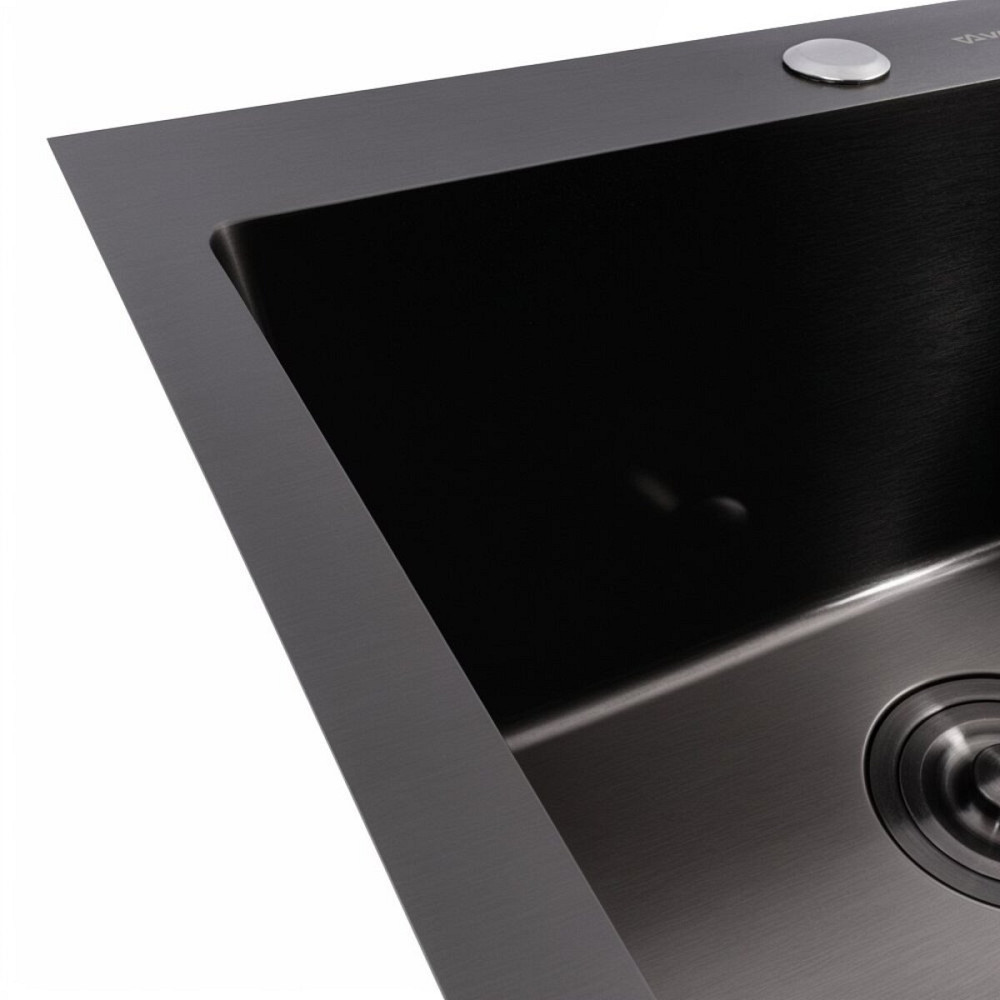 Кухонна мийка 50*45 PVD чорна VALESO Handmade (сифон круглий, 3,0/0,8) Коломыя - изображение 5