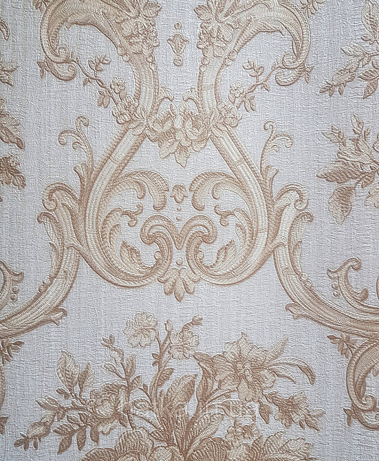 Шпалери вінілові на флізеліні AdaWall Seyyah 1.06х10 квіти в горщику вензеля структурні золотисті на бежевому Київ - фото 2