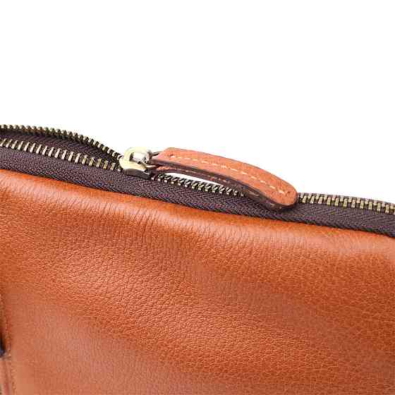 Чоловіча шкіряна сумка через плече із міцної зернистої шкіри Рудий (SHVIGEL) Київ