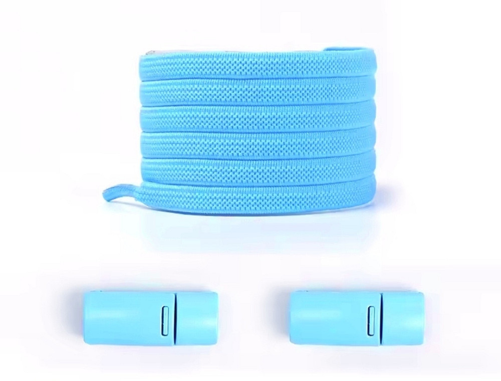 Еластичні шнурки без зав'язок з магнітними застібками в один колір 5 мм  Блакитний Сміла - фото 1