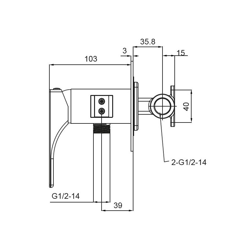 Змішувач для гігієнічного душу Koer KB-23010-05 в стіну (KR3497) Чернівці - фото 2