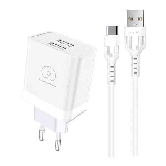 Сетевое зарядное устройство с кабелем WUW-T92 2USB/2.4A set type-c Одесса