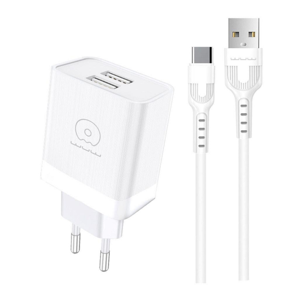 Сетевое зарядное устройство с кабелем WUW-T92 2USB/2.4A set type-c Одесса - изображение 1
