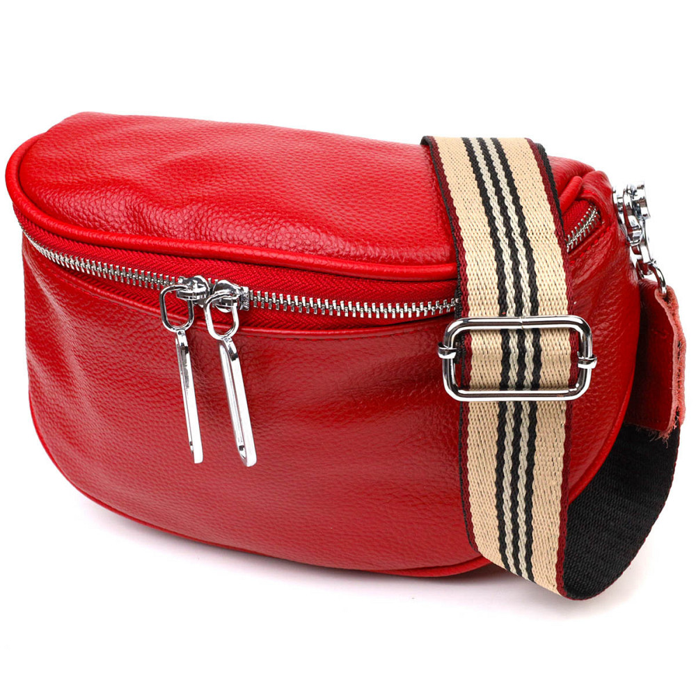 Жіноча напівкругла сумка через плече з натуральної шкіри 22081 Vintage Червона Київ - фото 1