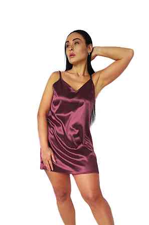 Жіноча нічна шовкова сорочка на регульованих бретельках Бордовий XS/S Харків