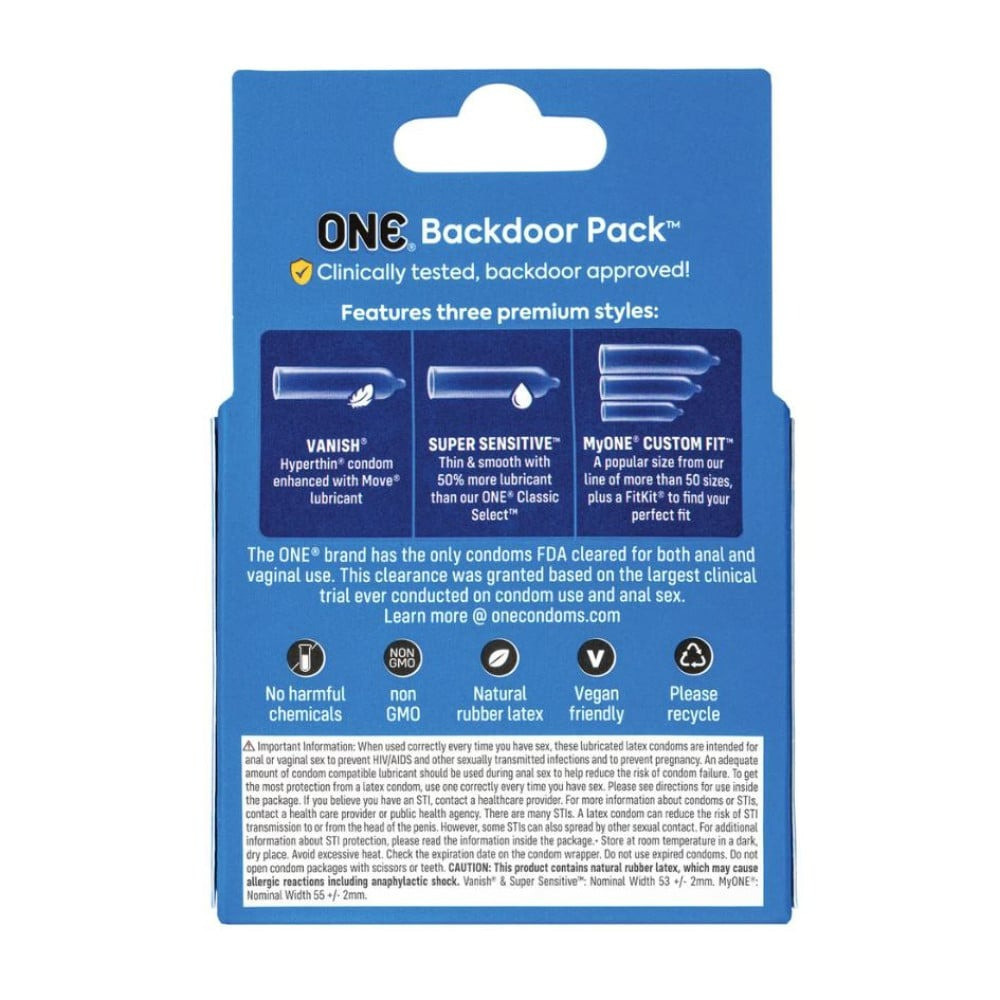 Презервативы универсальные ONE Backdoor Pack для вагинального и анального секса (цена за упак., 3шт) Sex Aura Киев - изображение 2