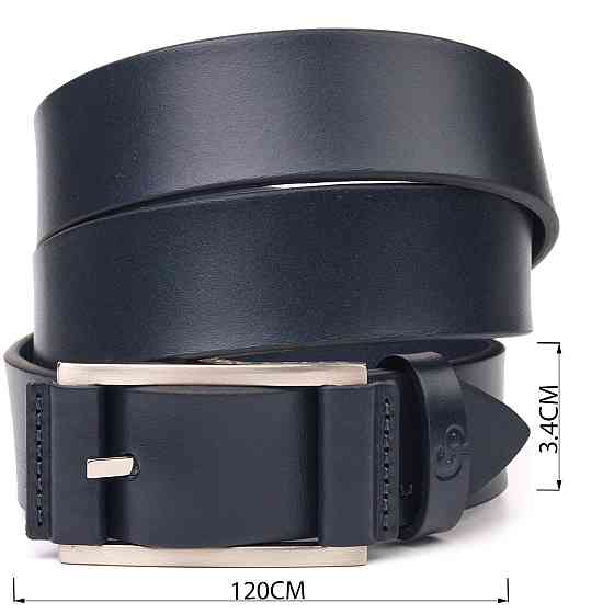 Элегантный мужской ремень под брюки из натуральной кожи Grande Pelle 21452 Синий Киев