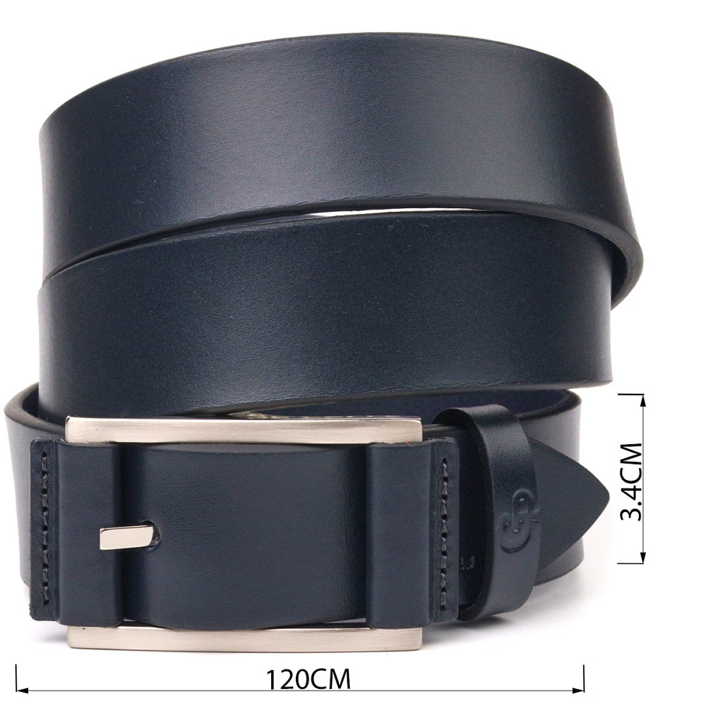 Элегантный мужской ремень под брюки из натуральной кожи Grande Pelle 21452 Синий Киев - изображение 3