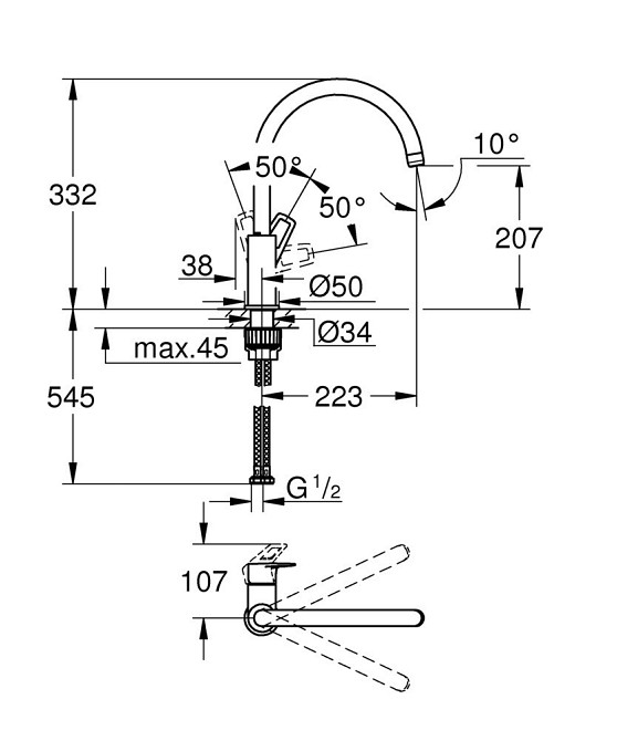 Змішувач для кухні Grohe BauLoop New (31232001) ( 20656 ) Харьков - изображение 3