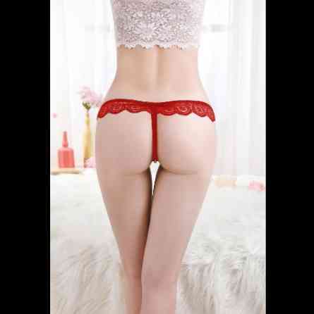 Трусики з розрізом і перлами червоні - розмір універсальний (на резинці), в талії тянуться до 90см Київ
