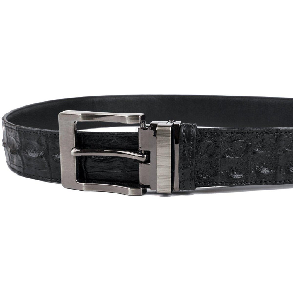 Ремень классика из натуральной кожи крокодила CROCODILE LEATHER 18018 Черный Киев - изображение 3