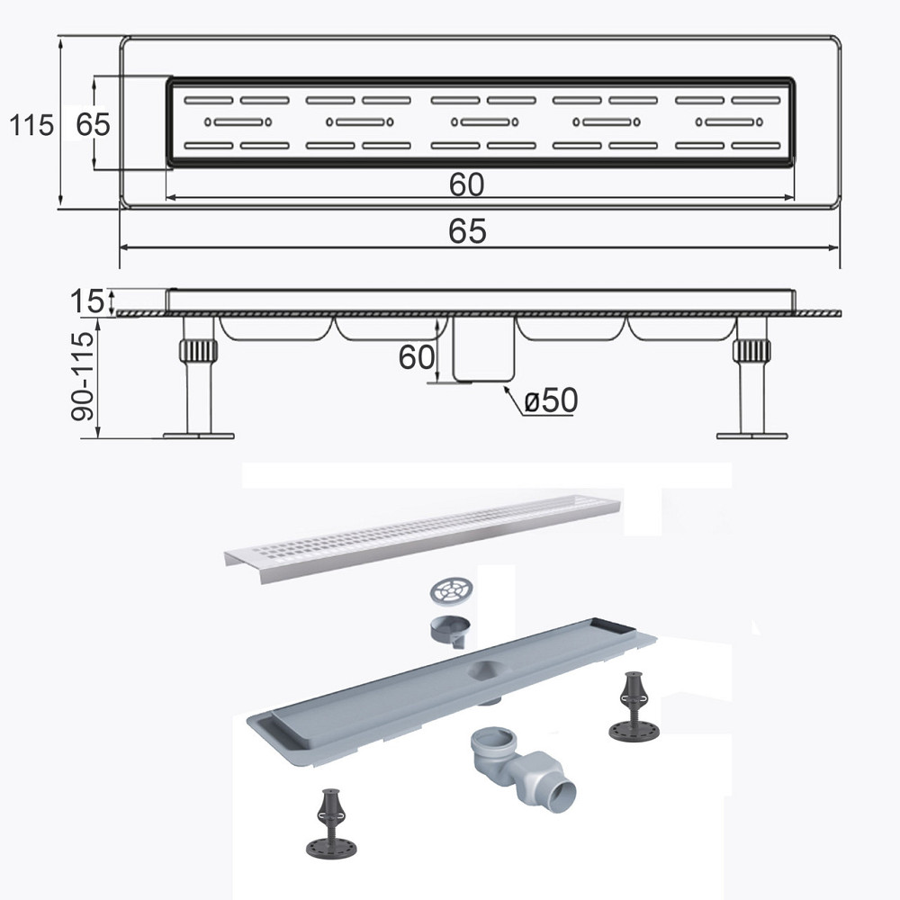 Трап лінійний душовий TILLO TM009-60 60см (000021586) Київ - фото 7