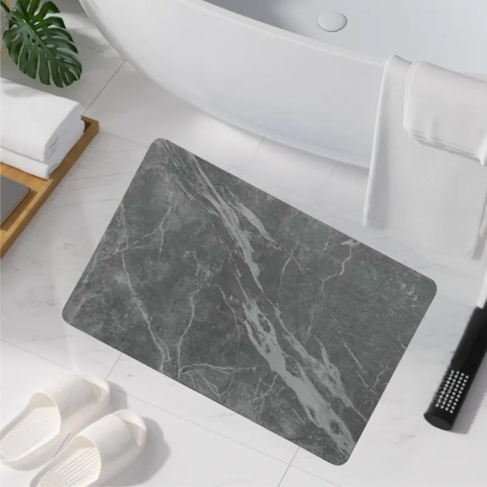 Коврик диатомитомитовый для душа и ванной комнаты,кухни,прихожей каменный 60х39 см цвет тёмно-серый Каменец-Подольский - изображение 1